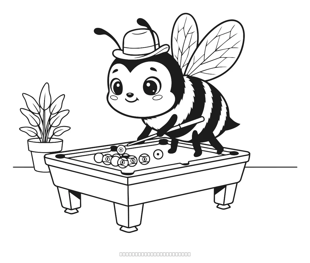 L'abeille joue au billard — coloriage à imprimer
