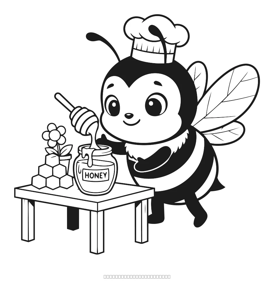 L'abeille prépare du miel — coloriage à imprimer