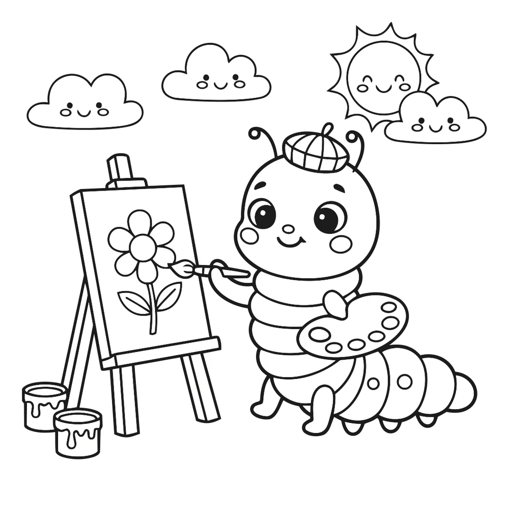 La chenille peint — coloriage à imprimer