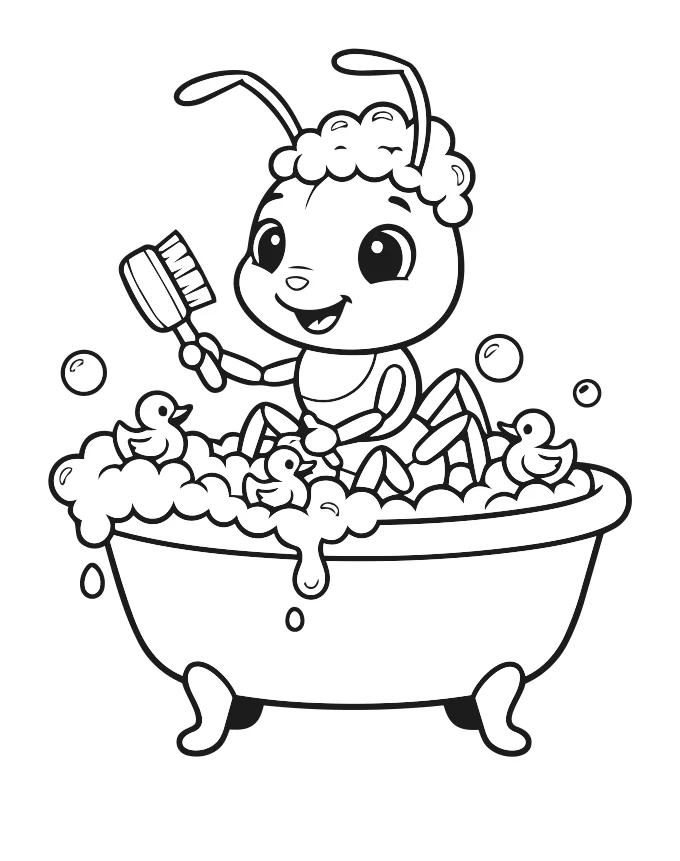 La fourmi prend un bain — coloriage à imprimer