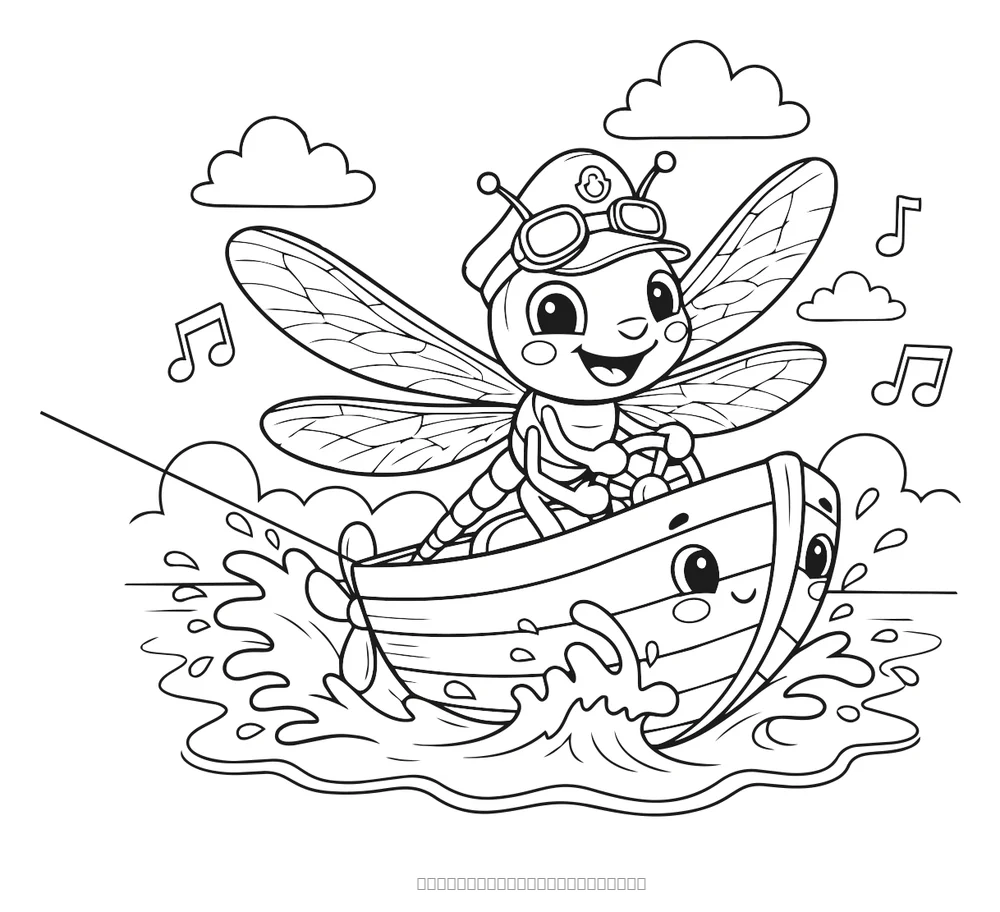 La libellule fait du bateau — coloriage à imprimer