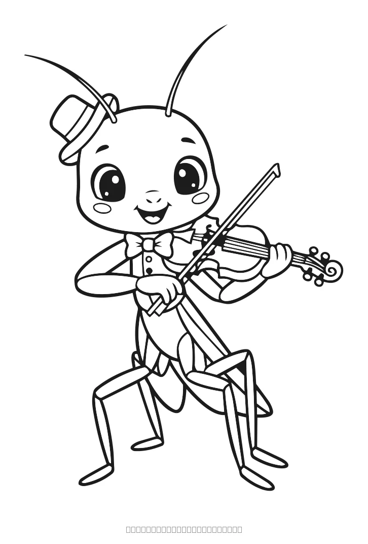 La mante religieuse joue du violon — coloriage à imprimer