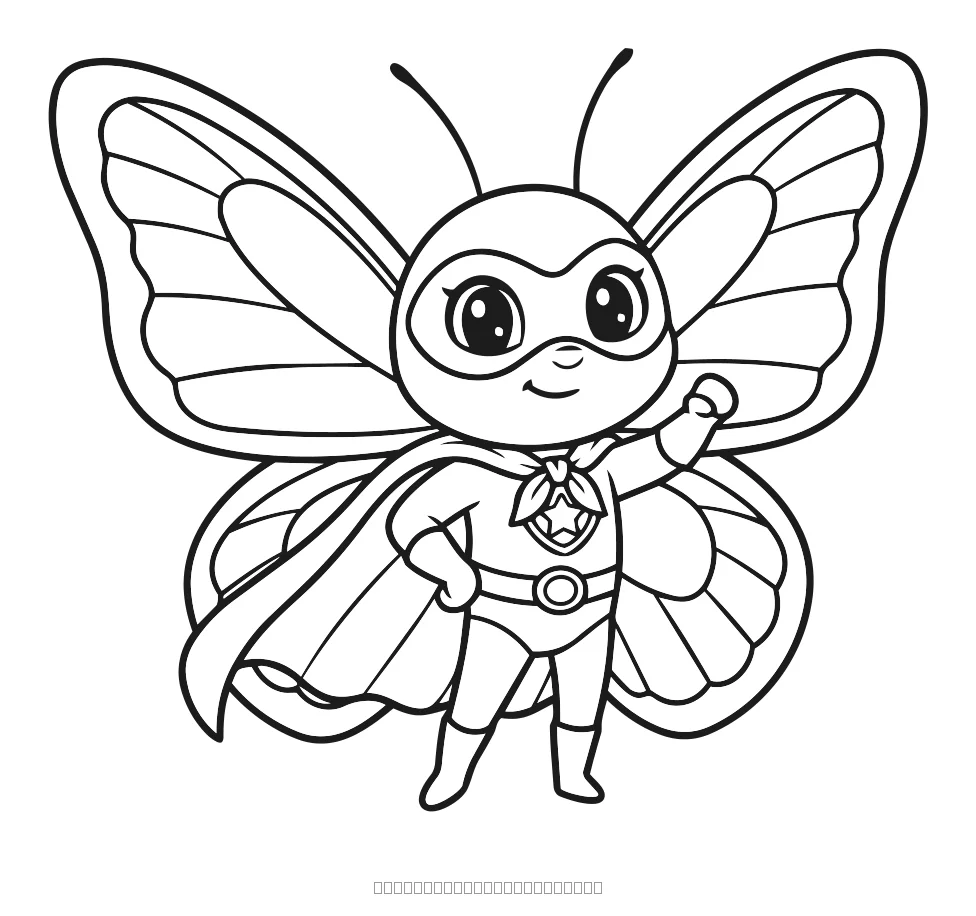 Le papillon super-héro — coloriage à imprimer