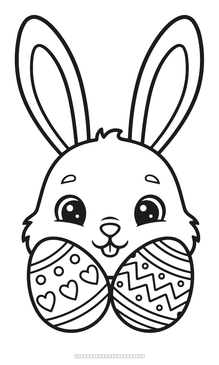 Coloriage lapin câlin avec ses œufs à imprimer