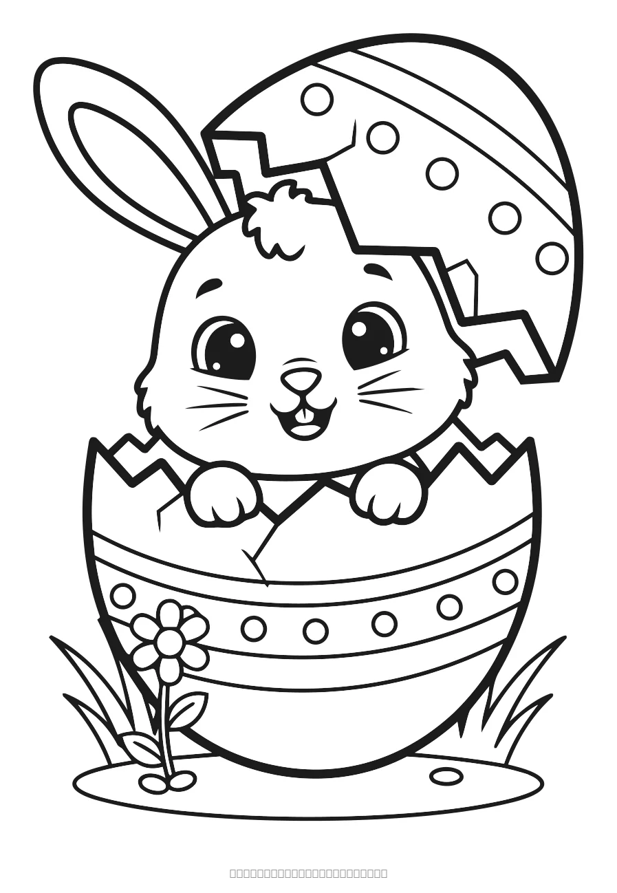 Coloriage lapin dans une coquille d'œuf à imprimer