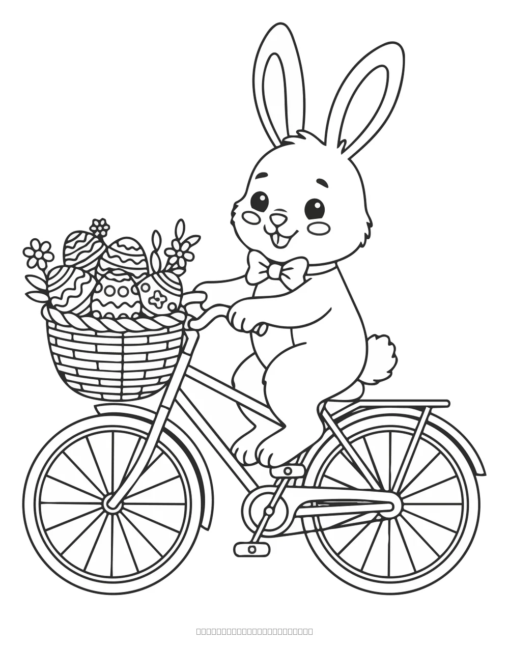 Coloriage lapin de pâques à vélo à imprimer