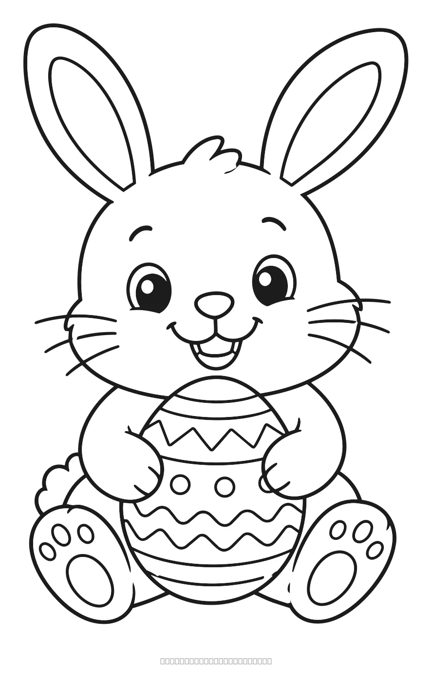 Coloriage lapin de pâques tenant un œuf à imprimer