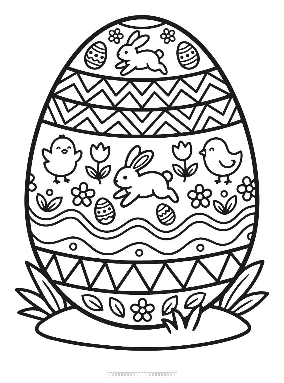 Coloriage œuf de pâques illustré à imprimer