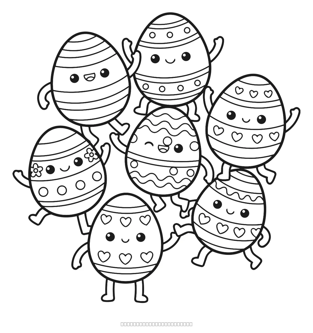 Coloriage œufs de pâques rigolos à imprimer